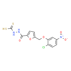 ChemSpider 2D Image | 2-{5-[(2-Chloro-5-nitrophenoxy)methyl]-2-furoyl}hydrazinecarbodithioic acid | C13H10ClN3O5S2
