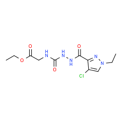 ChemSpider 2D Image | Ethyl N-({2-[(4-chloro-1-ethyl-1H-pyrazol-3-yl)carbonyl]hydrazino}carbonyl)glycinate | C11H16ClN5O4