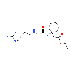 ChemSpider 2D Image | Ethyl {1-[({2-[(3-amino-1H-1,2,4-triazol-1-yl)acetyl]hydrazino}carbonyl)amino]cyclohexyl}acetate | C15H25N7O4