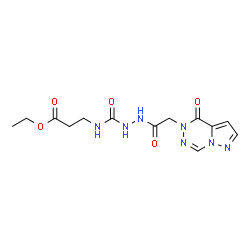 ChemSpider 2D Image | Ethyl N-({2-[(4-oxopyrazolo[1,5-d][1,2,4]triazin-5(4H)-yl)acetyl]hydrazino}carbonyl)-beta-alaninate | C13H17N7O5