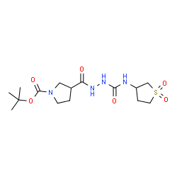 ChemSpider 2D Image | 2-Methyl-2-propanyl 3-({2-[(1,1-dioxidotetrahydro-3-thiophenyl)carbamoyl]hydrazino}carbonyl)-1-pyrrolidinecarboxylate | C15H26N4O6S