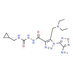 ChemSpider 2D Image | 2-({1-(4-Amino-1,2,5-oxadiazol-3-yl)-5-[(diethylamino)methyl]-1H-1,2,3-triazol-4-yl}carbonyl)-N-(cyclopropylmethyl)hydrazinecarboxamide | C15H24N10O3