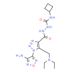 ChemSpider 2D Image | 2-({1-(4-Amino-1,2,5-oxadiazol-3-yl)-5-[(diethylamino)methyl]-1H-1,2,3-triazol-4-yl}carbonyl)-N-cyclobutylhydrazinecarboxamide | C15H24N10O3