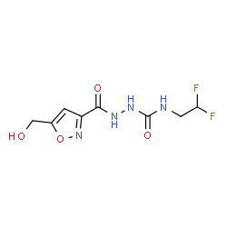 ChemSpider 2D Image | N-(2,2-Difluoroethyl)-2-{[5-(hydroxymethyl)-1,2-oxazol-3-yl]carbonyl}hydrazinecarboxamide | C8H10F2N4O4