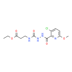 ChemSpider 2D Image | Ethyl N-({2-[(3-chloro-6-methoxy-2-pyridinyl)carbonyl]hydrazino}carbonyl)-beta-alaninate | C13H17ClN4O5