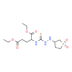 ChemSpider 2D Image | Diethyl N-{[2-(1,1-dioxidotetrahydro-3-thiophenyl)hydrazino]carbonothioyl}glutamate | C14H25N3O6S2