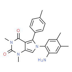 ChemSpider 2D Image | 6-(2-Amino-4,5-dimethylphenyl)-1,3-dimethyl-5-(4-methylphenyl)-1H-pyrrolo[3,4-d]pyrimidine-2,4(3H,6H)-dione | C23H24N4O2