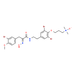 ChemSpider 2D Image | (2E)-3-(3-Bromo-4-methoxyphenyl)-N-(2-{3,5-dibromo-4-[3-(dimethylnitroryl)propoxy]phenyl}ethyl)-2-(hydroxyimino)propanamide | C23H28Br3N3O5