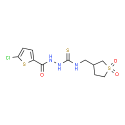 ChemSpider 2D Image | 2-[(5-Chloro-2-thienyl)carbonyl]-N-[(1,1-dioxidotetrahydro-3-thiophenyl)methyl]hydrazinecarbothioamide | C11H14ClN3O3S3