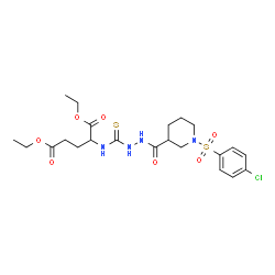 ChemSpider 2D Image | Diethyl N-{[2-({1-[(4-chlorophenyl)sulfonyl]-3-piperidinyl}carbonyl)hydrazino]carbonothioyl}glutamate | C22H31ClN4O7S2