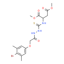 ChemSpider 2D Image | Dimethyl N-({2-[(4-bromo-3,5-dimethylphenoxy)acetyl]hydrazino}carbonothioyl)aspartate | C17H22BrN3O6S