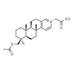 ChemSpider 2D Image | (4bR,6aR,7S,10aR,10bR)-7-(Acetoxymethyl)-2-(carboxymethyl)-4b,7,10a-trimethyl-4b,5,6,6a,7,8,9,10,10a,10b,11,12-dodecahydronaphtho[2,1-f]isoquinolinium | C25H36NO4