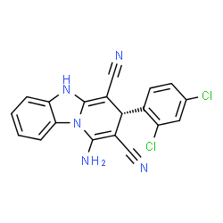 ChemSpider 2D Image | (3R)-1-Amino-3-(2,4-dichlorophenyl)-3,5-dihydropyrido[1,2-a]benzimidazole-2,4-dicarbonitrile | C19H11Cl2N5
