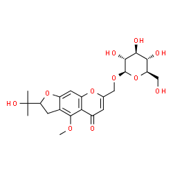 ChemSpider 2D Image | [2-(2-Hydroxy-2-propanyl)-4-methoxy-5-oxo-2,3-dihydro-5H-furo[3,2-g]chromen-7-yl]methyl beta-D-glucopyranoside | C22H28O11