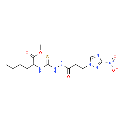 ChemSpider 2D Image | Methyl N-({2-[3-(3-nitro-1H-1,2,4-triazol-1-yl)propanoyl]hydrazino}carbonothioyl)norleucinate | C13H21N7O5S