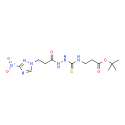 ChemSpider 2D Image | 2-Methyl-2-propanyl N-({2-[3-(3-nitro-1H-1,2,4-triazol-1-yl)propanoyl]hydrazino}carbonothioyl)-beta-alaninate | C13H21N7O5S