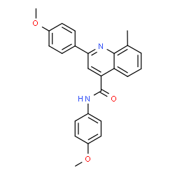 ChemSpider 2D Image | N,2-Bis(4-methoxyphenyl)-8-methyl-4-quinolinecarboxamide | C25H22N2O3