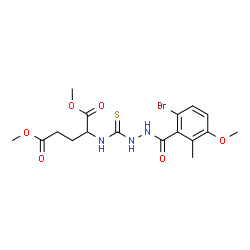 ChemSpider 2D Image | Dimethyl N-{[2-(6-bromo-3-methoxy-2-methylbenzoyl)hydrazino]carbonothioyl}glutamate | C17H22BrN3O6S