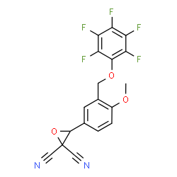 ChemSpider 2D Image | 3-{4-Methoxy-3-[(pentafluorophenoxy)methyl]phenyl}-2,2-oxiranedicarbonitrile | C18H9F5N2O3