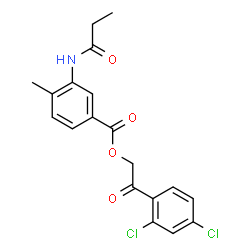 ChemSpider 2D Image | 2-(2,4-Dichlorophenyl)-2-oxoethyl 4-methyl-3-(propionylamino)benzoate | C19H17Cl2NO4