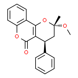 ChemSpider 2D Image | (2S,4S)-2-Methoxy-2-methyl-4-phenyl-3,4-dihydro-2H,5H-pyrano[3,2-c]chromen-5-one | C20H18O4