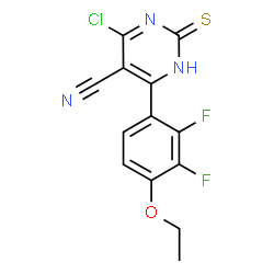 ChemSpider 2D Image | 4-Chloro-6-(4-ethoxy-2,3-difluorophenyl)-2-thioxo-1,2-dihydro-5-pyrimidinecarbonitrile | C13H8ClF2N3OS