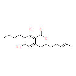 ChemSpider 2D Image | 7-Butyl-6,8-dihydroxy-3-[(3E)-3-penten-1-yl]-3,4-dihydro-1H-isochromen-1-one | C18H24O4