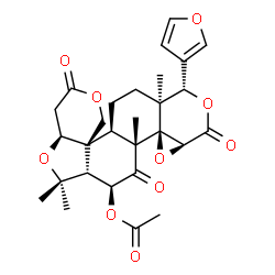 ChemSpider 2D Image | (4aS,6aR,7S,8aR,8bR,9aS,12S,12aS,14aR,14bR)-12-(3-Furyl)-6,6,8a,12a-tetramethyl-3,8,10-trioxotetradecahydro-3H-oxireno[d]pyrano[4',3':3,3a][2]benzofuro[5,4-f]isochromen-7-yl acetate | C28H32O10