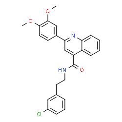 ChemSpider 2D Image | N-[2-(3-Chlorophenyl)ethyl]-2-(3,4-dimethoxyphenyl)-4-quinolinecarboxamide | C26H23ClN2O3