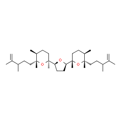 ChemSpider 2D Image | (2S,5R,6S,2'S,5'S,6'R)-2,2'-(2R,5S)-Tetrahydrofuran-2,5-diylbis[6-(3,4-dimethyl-4-penten-1-yl)-2,5,6-trimethyltetrahydro-2H-pyran] | C34H60O3