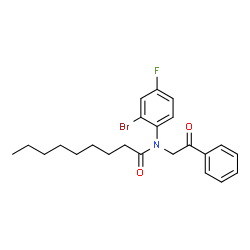 ChemSpider 2D Image | N-(2-Bromo-4-fluorophenyl)-N-(2-oxo-2-phenylethyl)nonanamide | C23H27BrFNO2
