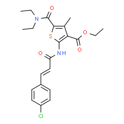 ChemSpider 2D Image | Ethyl 2-{[(2E)-3-(4-chlorophenyl)-2-propenoyl]amino}-5-(diethylcarbamoyl)-4-methyl-3-thiophenecarboxylate | C22H25ClN2O4S