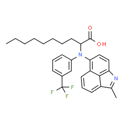 ChemSpider 2D Image | 2-{(2-Methylbenzo[cd]indol-6-yl)[3-(trifluoromethyl)phenyl]amino}decanoic acid | C29H31F3N2O2