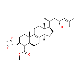 ChemSpider 2D Image | (3beta,4alpha,5alpha,23R)-23-Hydroxy-4-(methoxycarbonyl)-14-methylcholesta-8,24-dien-3-yl sulfate | C30H47O7S