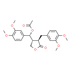 ChemSpider 2D Image | (R)-[(3R,4R)-4-(3,4-Dimethoxybenzyl)-5-oxotetrahydro-3-furanyl](3,4-dimethoxyphenyl)methyl acetate | C24H28O8
