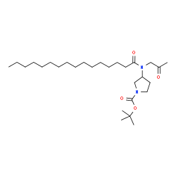 ChemSpider 2D Image | 2-Methyl-2-propanyl 3-[(2-oxopropyl)(palmitoyl)amino]-1-pyrrolidinecarboxylate | C28H52N2O4