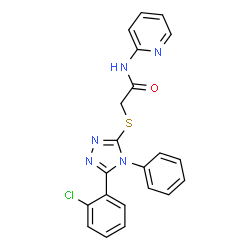 ChemSpider 2D Image | 2-{[5-(2-Chlorophenyl)-4-phenyl-4H-1,2,4-triazol-3-yl]sulfanyl}-N-(2-pyridinyl)acetamide | C21H16ClN5OS