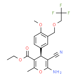 ChemSpider 2D Image | Ethyl (4S)-6-amino-5-cyano-4-{4-methoxy-3-[(2,2,2-trifluoroethoxy)methyl]phenyl}-2-methyl-4H-pyran-3-carboxylate | C20H21F3N2O5