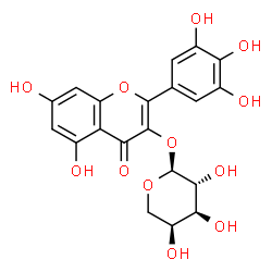 ChemSpider 2D Image | 5,7-Dihydroxy-4-oxo-2-(3,4,5-trihydroxyphenyl)-4H-chromen-3-yl alpha-L-arabinopyranoside | C20H18O12