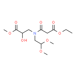ChemSpider 2D Image | Methyl 3-[(2,2-dimethoxyethyl)(3-ethoxy-3-oxopropanoyl)amino]-2-hydroxypropanoate | C13H23NO8