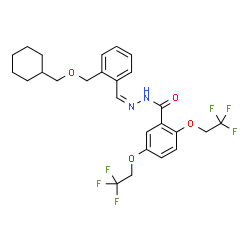 ChemSpider 2D Image | N'-[(Z)-{2-[(Cyclohexylmethoxy)methyl]phenyl}methylene]-2,5-bis(2,2,2-trifluoroethoxy)benzohydrazide | C26H28F6N2O4