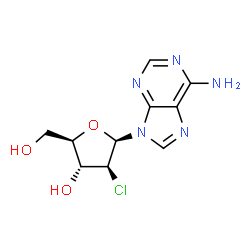 ChemSpider 2D Image | 9-(2-Chloro-2-deoxy-beta-D-arabinofuranosyl)-9H-purin-6-amine | C10H12ClN5O3