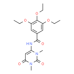 ChemSpider 2D Image | N-(1,3-Dimethyl-2,6-dioxo-1,2,3,6-tetrahydro-4-pyrimidinyl)-3,4,5-triethoxybenzamide | C19H25N3O6