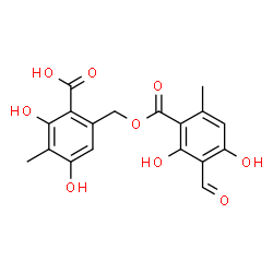ChemSpider 2D Image | 6-{[(3-Formyl-2,4-dihydroxy-6-methylbenzoyl)oxy]methyl}-2,4-dihydroxy-3-methylbenzoic acid | C18H16O9