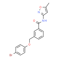 ChemSpider 2D Image | 3-[(4-bromophenoxy)methyl]-N-(5-methyl-3-isoxazolyl)benzamide | C18H15BrN2O3