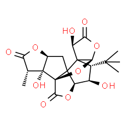 ChemSpider 2D Image | (1R,3R,8S,9R,10S,13S,16S,17R)-6,9,17-Trihydroxy-16-methyl-8-(2-methyl-2-propanyl)-2,4,14,19-tetraoxahexacyclo[8.7.2.0~1,11~.0~3,7~.0~7,11~.0~13,17~]nonadecane-5,15,18-trione | C20H24O10