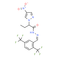 ChemSpider 2D Image | N'-{(Z)-[2,5-Bis(trifluoromethyl)phenyl]methylene}-2-(4-nitro-1H-pyrazol-1-yl)butanehydrazide | C16H13F6N5O3