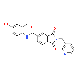 ChemSpider 2D Image | N-(4-Hydroxy-2-methylphenyl)-1,3-dioxo-2-(3-pyridinylmethyl)-5-isoindolinecarboxamide | C22H17N3O4