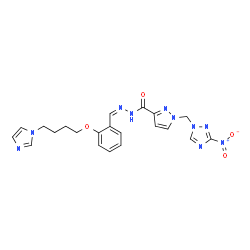 ChemSpider 2D Image | N'-[(Z)-{2-[4-(1H-Imidazol-1-yl)butoxy]phenyl}methylene]-1-[(3-nitro-1H-1,2,4-triazol-1-yl)methyl]-1H-pyrazole-3-carbohydrazide | C21H22N10O4