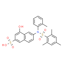 ChemSpider 2D Image | 4-Hydroxy-6-[(mesitylsulfonyl)(2-methylphenyl)amino]-2-naphthalenesulfonic acid | C26H25NO6S2